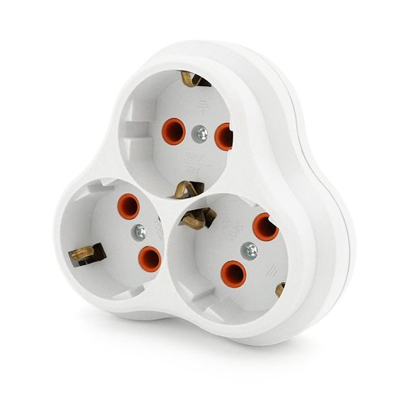Розетка трійник з заземленням AK303, White | Зображення 1