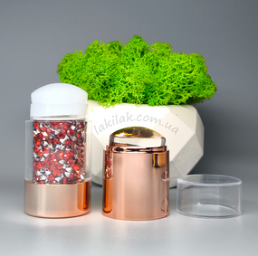 Подвійний силіконовий штамп для стемпінга з червоно-срібними стразами (діаметр  25мм)