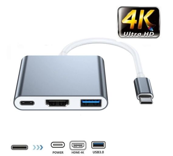 USB C  HDMI,  Адаптер 4K, концентратор ElecMoga USB C с USB 3.0 + портом USB C для зарядки | Зображення 3