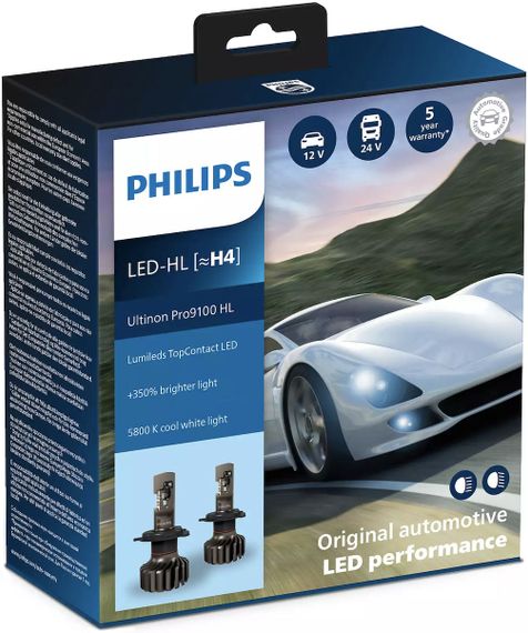 Комплект автоламп Philips LED H4 11342U91 12/24V Ultinon Pro9100 +350% X2