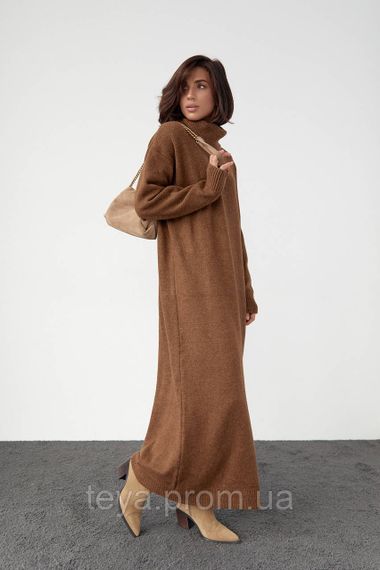 В'язане плаття oversize з високим горловиним кольором коричневий розмір S FL_000905 | Зображення 5