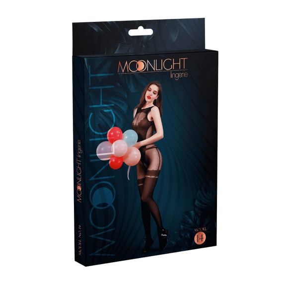 Бодистокинг с доступом Moonlight Model 14, имитация боди и чулок, Черный, One Size, ONE SIZE | Зображення 3