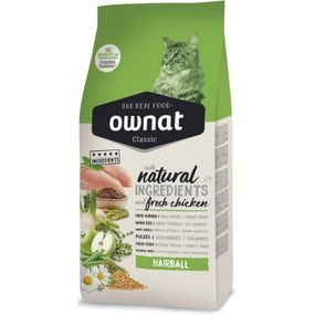 Корм Ownat Classic Cat Adult Hairball сухой полнорационный со свежим мясом курицы для взрослых котов для выведения шерсти 1,5 кг