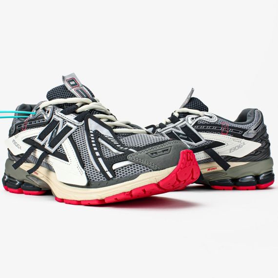 Демісезонні кросівки New Balance весна літо колір сірий/білий/червоний | Зображення 1
