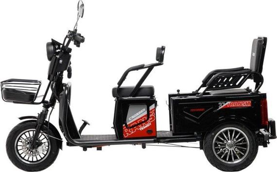 Электротрайк Crosser Transit TR-5 1500W 72V 24Ah, грузовой трехколесный электроскутер до 60 км, 3 места Чорний | Зображення 9