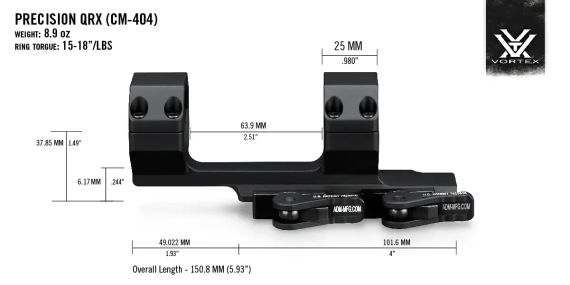 Швидкоз’ємне кріплення-моноблок Vortex Precision Extended Cantilever QR. d - 30 мм. Extra Hight. Picatinny | Зображення 6