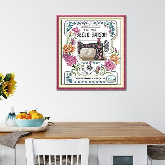 Набор для вышивания по нанесённой на канву схеме "Sewing Machine". AIDA 14CT printed 28*30 см | Зображення 9