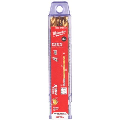 Сверло Milwaukee по металлу RedHEX HSS-G TiN, 10 мм (5шт) (4932478184)