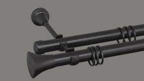 Карниз для штор двухрядный металлический 19 мм, Принц (цвет Маренго) 320 см