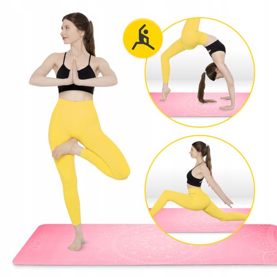 Килимок (мат) спортивний 4FIZJO замша 183 x 61 x 0.15 см для йоги та фітнесу Pink (P-5905973404419) | Зображення 1