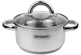 Каструля індукційна Ofenbach Casserole із нержавіючої сталі 1.5л зі скляною кришкою