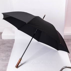 Класична парасолька-тростина напівавтомат з поліестеру 8 спиць діаметр 124 см Чорна HP-23-6B