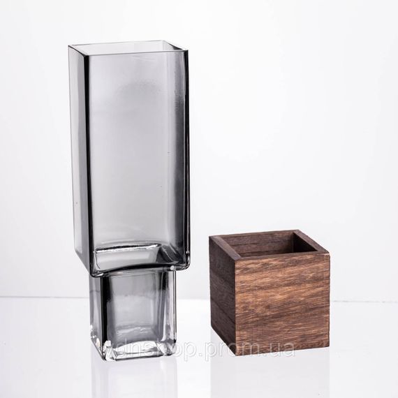 Ваза для квітів квадратная скляна 8×8×25 (см) декоративна ваза 900 (мл) із товстого скла HP-19-160-2 | Зображення 2