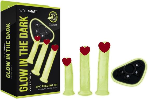 Страпон з 3 насадками Whipsmart Glow in the Dark світиться в темряві sexstyle