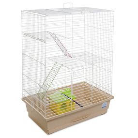 Клітка Природа Нюра для дрібних декоративних гризунів з будиночком біла/бежева 44x27x59 см