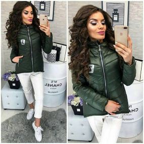 Жіноча демісезонна куртка з емблемою, арт.210/7, хакі