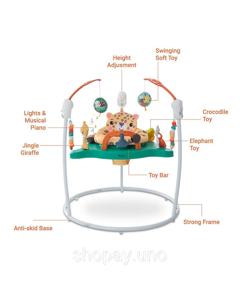 Детский игровой центр Fisher-Price Jumperoo с подсветкой и звуком / Развивающий игровой джемпер Зеленый | Зображення 6