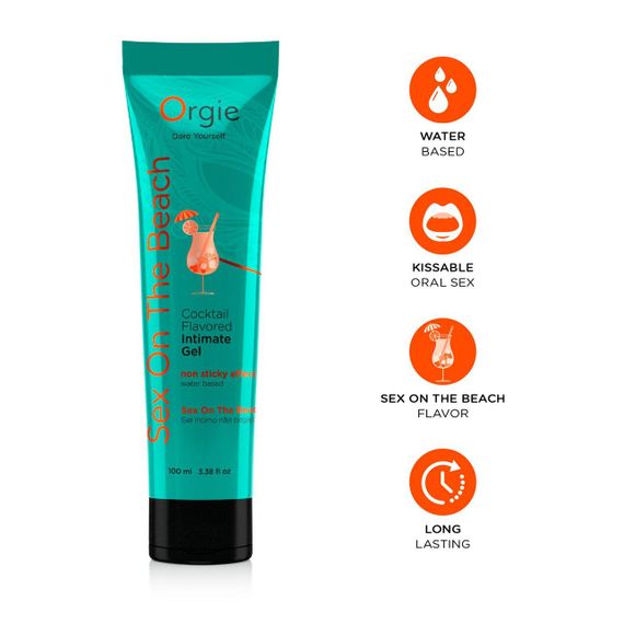 Лубрикант на водной основе Orgie Lube Tube Sex On The Beach, 100 мл, персиково-апельсиновый вкус | Зображення 2
