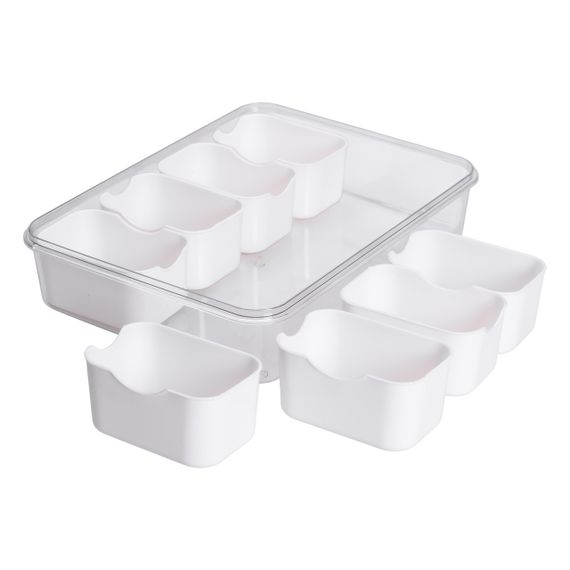 Контейнер для їжі з 8 відсіками 31х24х7 см судок для їжі пластиковий 2.5 л Білий HP-27-3 | Зображення 3