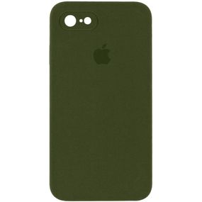 Чехол Silicone Case Square Full Camera Protective (AA) для Apple iPhone 7 / 8 / SE (2020) (4.7") Рожевий/Light pink Жовтогарячий/Papaya