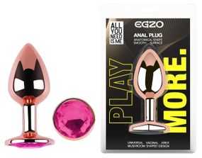 Анальна пробка з кристалом EGZO - Rose Gold Round Plug Rose size S Sex Aura