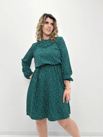 Женское легкое платье в горошек из софта GF08576 цвет зеленый, размер 50/52 | Зображення 2