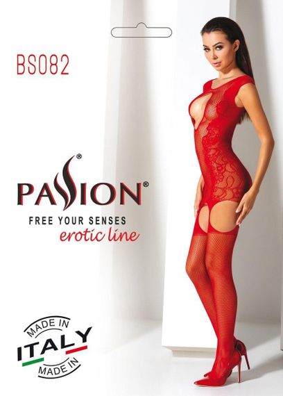 Ажурний бодістокінг з панчохами Passion BS082 red sexstyle | Зображення 3