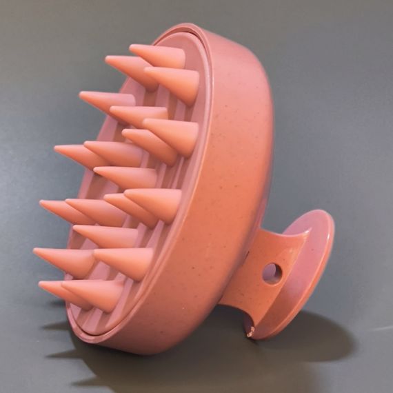 Силіконова щітка для миття волосся та масажу голови (рожева) | Зображення 1