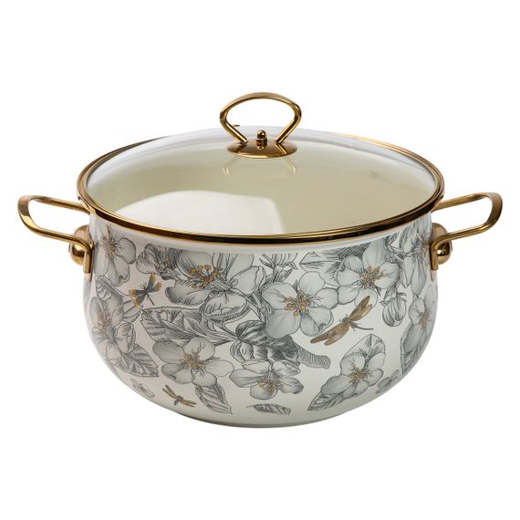 Емальована каструля об'ємом 6,5 л для газових, електричних та індукційних плит HP-2-107