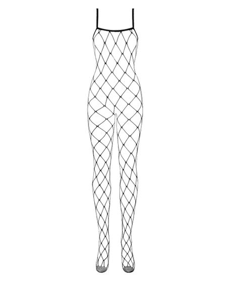 Бодістокінг з великим вічком і відкритими грудьми Obsessive Bodystocking N102 S/M/L, чорний, комбіне | Зображення 2
