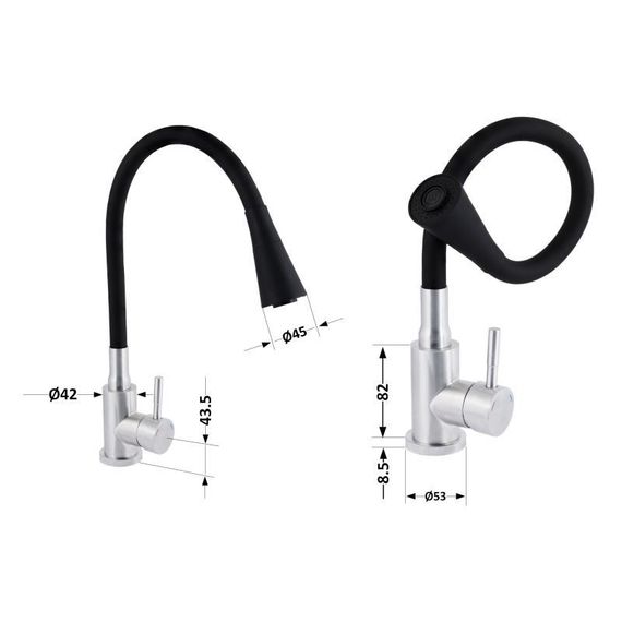 Смеситель для кухни Lidz Aria 015F31 с гибким изливом (k35) LDARI015F31BNK31872 Black / Nickel | Зображення 1