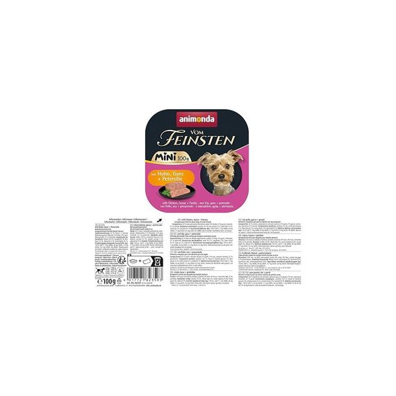 Корм влажный Animonda Vom Feinsten Adult Mini для собак мини-пород, с курицей, гусем + петрушка 100 г | Зображення 1