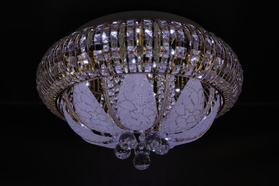 Люстра стельова з LED підсвічуванням та авто відключенням з пультом 25292 Золото 25х50х50 см. | Зображення 2