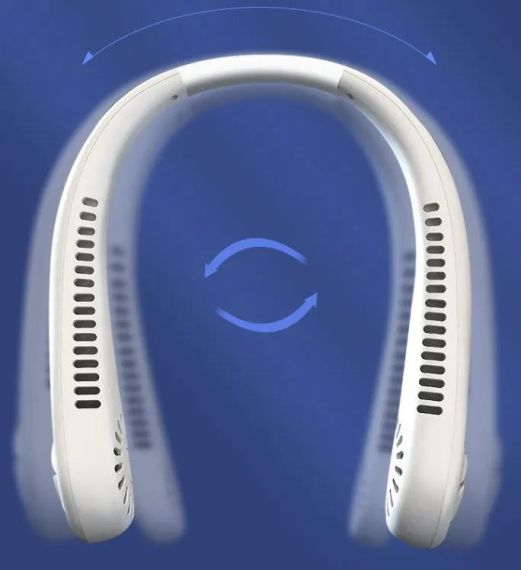 Портативный безлопастной мини-вентилятор на шею MM04 Аккумуляторный вентилятор 5 режимов охлаждения Белый | Зображення 1