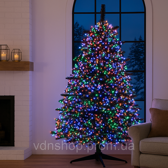 Новорічна гірлянда кімнатна роса Хвойна лапа 50 м 1500 LED білий провід Мультиколор D1500L50MWML | Зображення 1