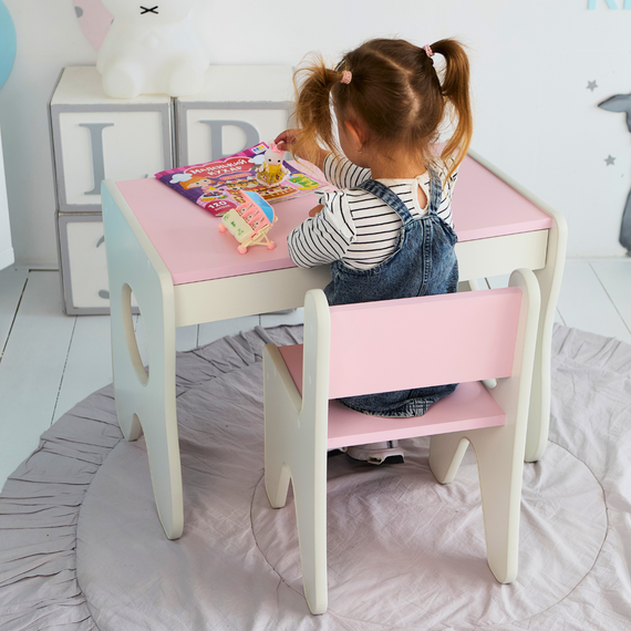 Стільчик для дитячої кімнати 55×37×33 дитячий зручний стілець для ігор, білий з рожевим | Зображення 2