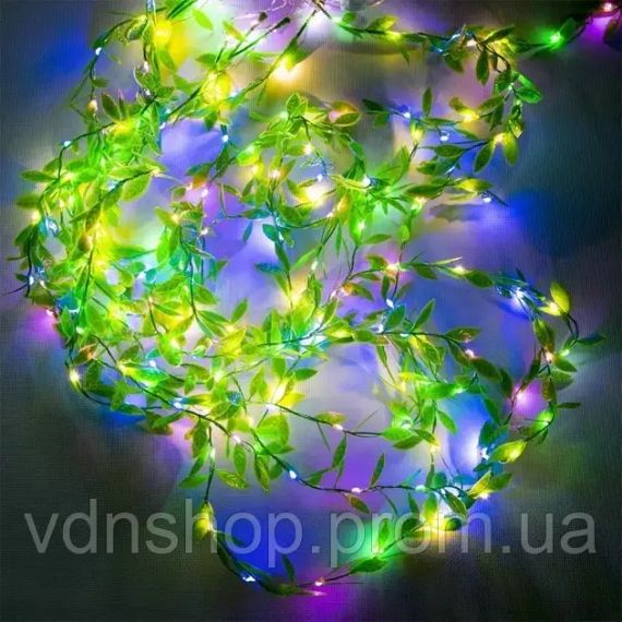 Гирлянда-штора с листочками Curtain Copper SF-55 внутренняя, с прозрачным проводом, 10м | Зображення 3