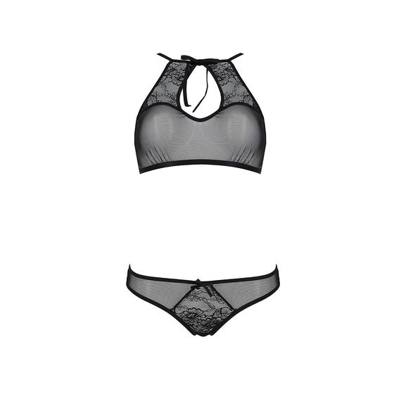 Комплект: бра, трусики с ажурным декором и открытым шагом Passion URSULA SET L/XL, black | Зображення 2