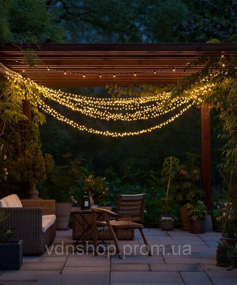 Новорічна гірлянда вулична 50 м 500 LED з сонячною батареєю чорний провід Жовтий SB500L50MBY | Зображення 3