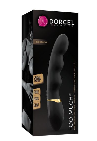 Вібратор ультрастимулювальний Dorcel Too Much Rechargeable Black, гнучкий і потужний, 3 вібромотори | Зображення 2