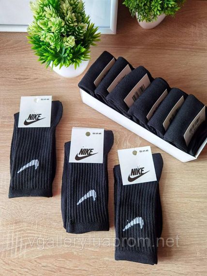 Шкарпетки високі Nike різні кольори, жіночі шкарпетки Найк різнокольорові, спортивні шкарпетки, 36-41 Чорний | Зображення 1