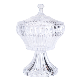 Цукерниця на ніжці з кришкою 18×27 см гарна ваза цукерниця скляна на високій ніжці кругла ваза на високій ніжці HP-19-140