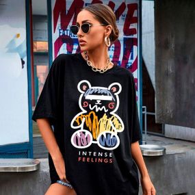 Футболка женская с принтом повседневная S Черная