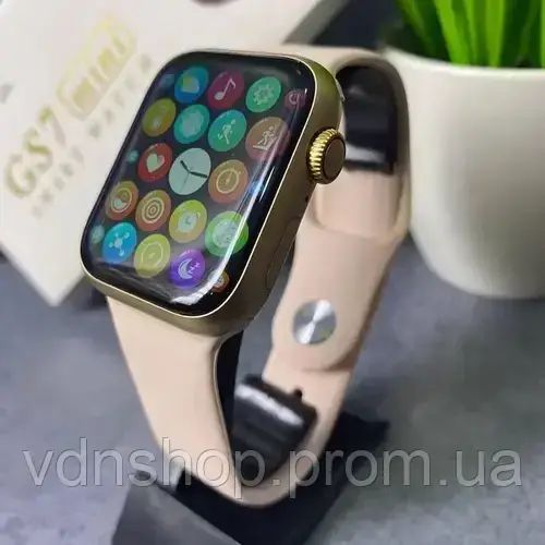 Золоті Смарт-годинник Smart Watch GS7 MINI 41 мм, Фітнес годинник з тонометром та пульсоксиметром | Зображення 1