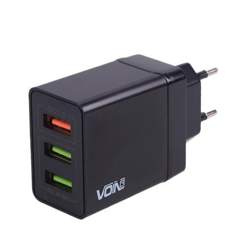 Мережевий зарядний пристрій VOIN 30W, 3 USB, QC3.0 (Port 1-5V*3A/9V*2A/12V*1.5A. Port 2/3-5V2.4A) | Зображення 3