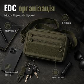 Мужская тактическая сумка EDC Cordura 600D, сумка для патчей 25×20×5,5 см хаки MI-49