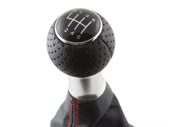 Audi A3 I 8L S-Line (96-03) ручка КПП перемикання передач чорна 6 ступка + чохол чорний з червоною ниткою + рамка, Ауді А3 1 8Л | Зображення 1