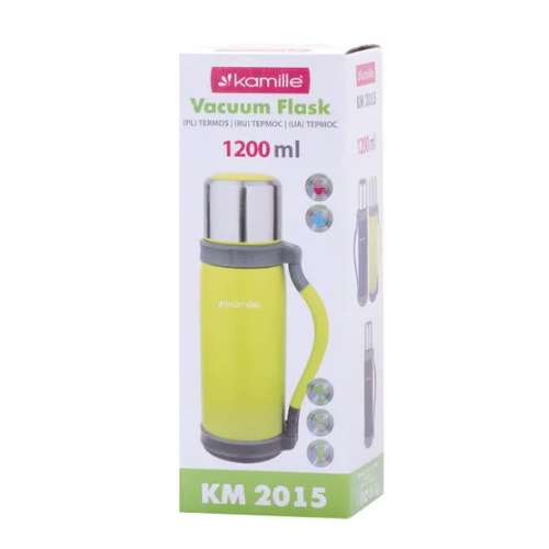 Термос 1200мл з нерж.сталі (блакитний, фіолет., Оранж., Салат.) KAMILLE | Зображення 1
