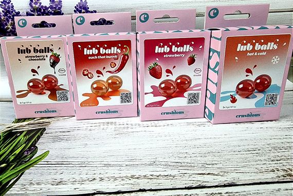 Бразильські кульки Crushious LUB BALLS зі смаком полуниці 2 шт. по 3 гр. | Зображення 6