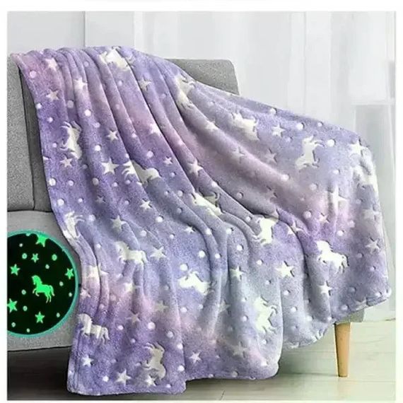 Детский плед Magic Blanket 150×120 см фиолетовый • Светящийся плед Magic Blanket 150×120 см со звездами и луной для сна и отдыха | Зображення 2
